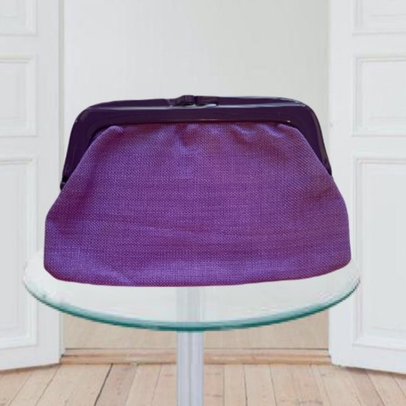 Macy's Handbags - Macy’s Purple Fabric Clutch with Kiss Closure